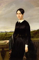 Dame im schwarzen Kleid